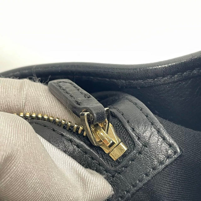 Gucci Jackie Vintage Large Black Suede Leather Ringlets Decoration