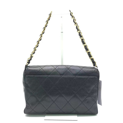 Chanel Single Flap Black Caviar Leather Vintage 24k Gold