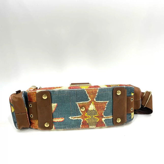 Dior Limited Edition Rare Columnbus Dior Strict Chic Brown Multicolor Velvet Bag