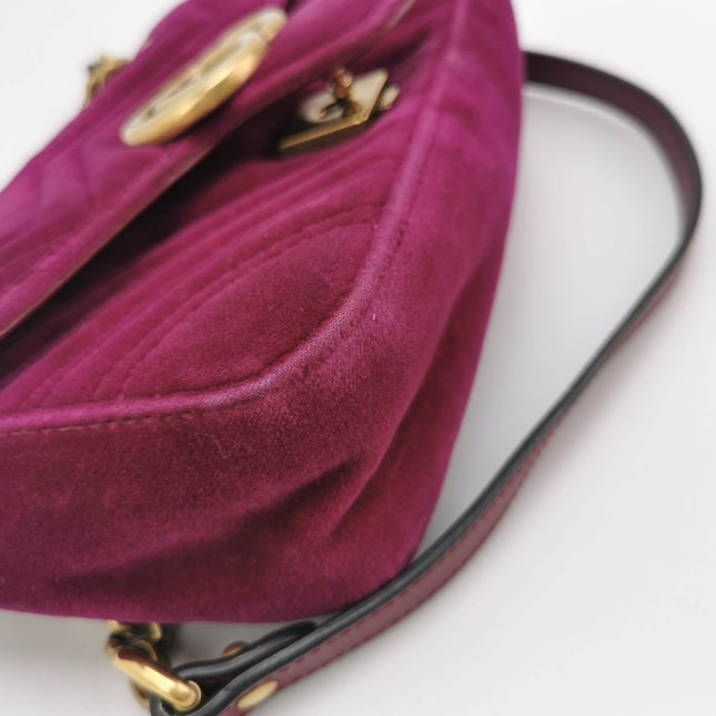 Sold Gucci Marmont Mini Flap Pink Velvet Handbag