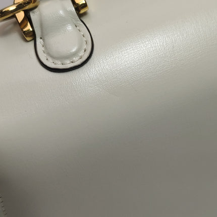 Gucci Bamboo 1947 Top Handle Bag Small White Box Leather Canvas Strap