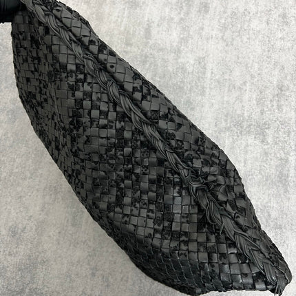 Bottega Veneta Veneta Hobo Maxi Black Leather and Velvet 52cm