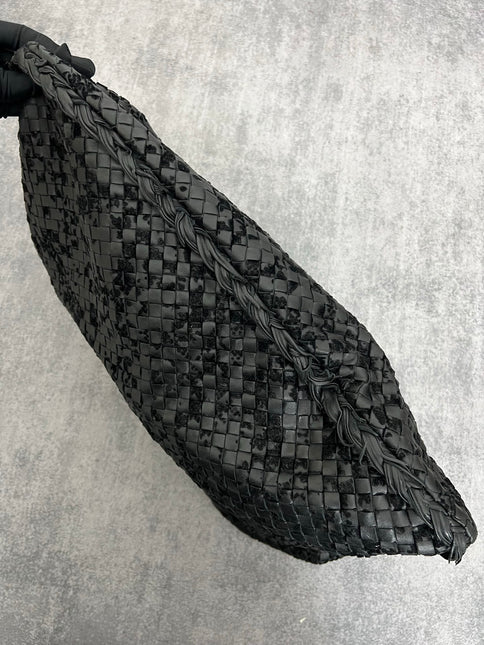 Bottega Veneta Veneta Hobo Maxi Black Leather and Velvet 52cm
