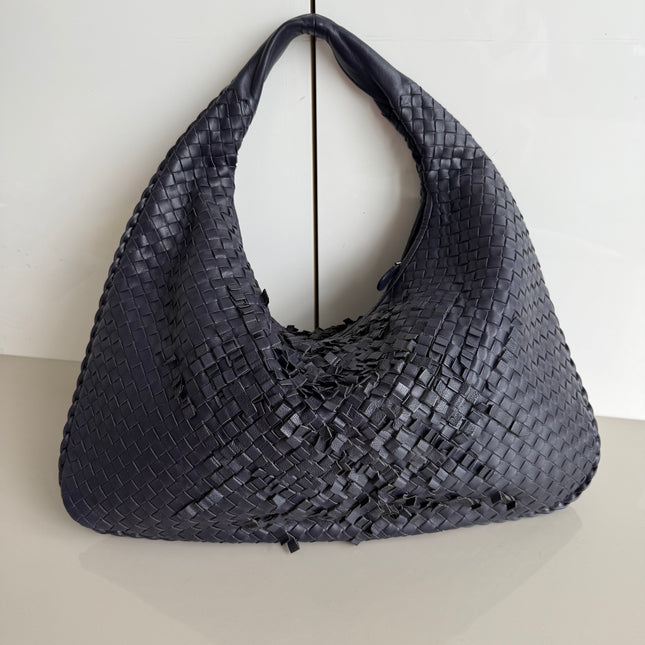 Bottega Veneta Veneta Hobo Midnight Blue Dark Navy Intrecciato Leather Bag 47cm