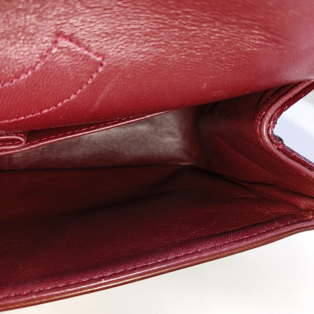 Chanel 2.55 Jumbo Double Flap Burgundy Patent Leather Silver HW 2010