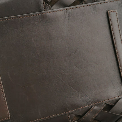 Loewe Amazona 44 in Brown Intrecciato Woven Calfskin Leather Travel Bag