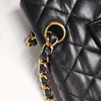 Chanel Timeless Classic Flap Medium Black Lambskin Leather Gold Hardware