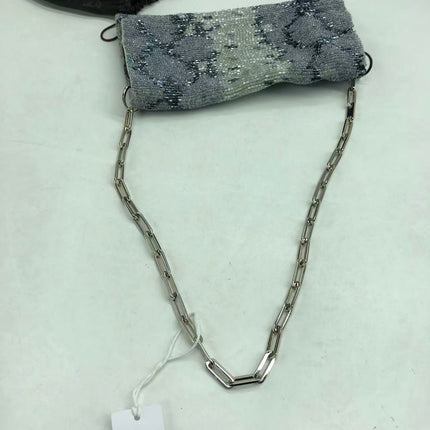 Gucci by Tom Ford Grey Blue Beaded Snake-skin Pattern Chain Shoulder Bag S/S 2000