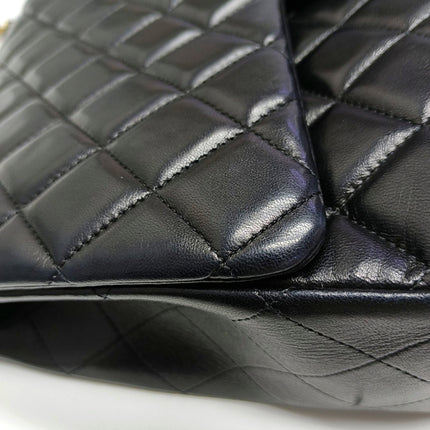 Chanel Classic Flap Maxi Black Lambskin Leather Single Flap with Gold Hardware 2009-2010