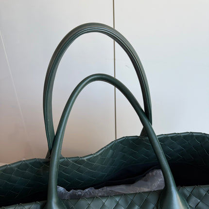 Bottega Veneta New Cabat Medium Intreccio Leather Tote Bag Dark Forest Green