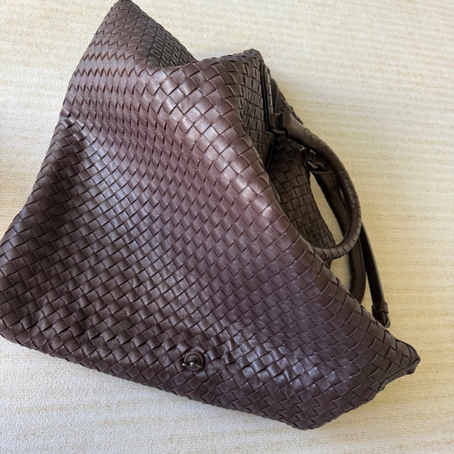 Bottega Veneta Maxi Convertible Tote Dark Chocolate Brown Leather