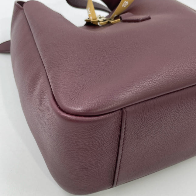 Yves Saint Laurent YSL Le 5 A 7 Hobo Small Burgundy Calfskin Shoulder Bag