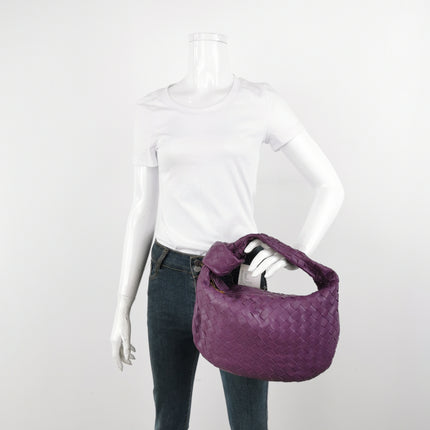 Bottega Veneta Jodie Small Purple Intrecciato Leather Gold Hardware