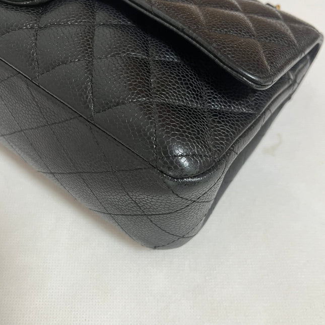 Chanel Classic Flap Medium Black Caviar Leather with 24k Gold Hardware, 2008