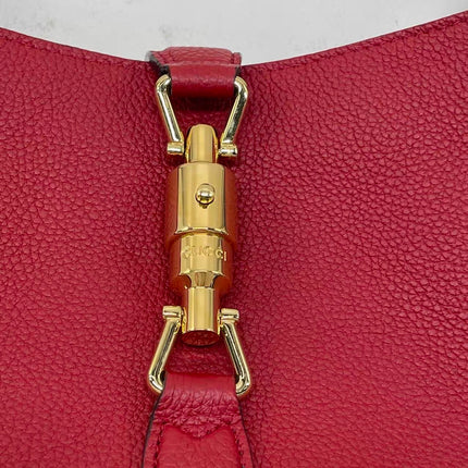 Gucci Jackie 1961 Small Red Pebbled Leather Shoulder Bag