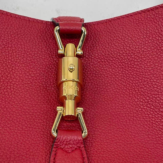 Gucci Jackie 1961 Small Red Pebbled Leather Shoulder Bag