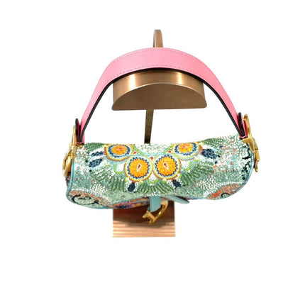 Sold Dior In Lights Saddle Medium Multicolor Beads and Calfskin Leather Shoulder Bag
