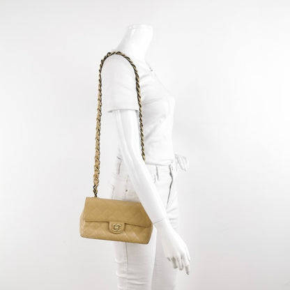 Chanel Classic Flap Vintage Mini Beige Calfskin Bi-color Acrylic Strap Crossbody Bag, 2000-2002