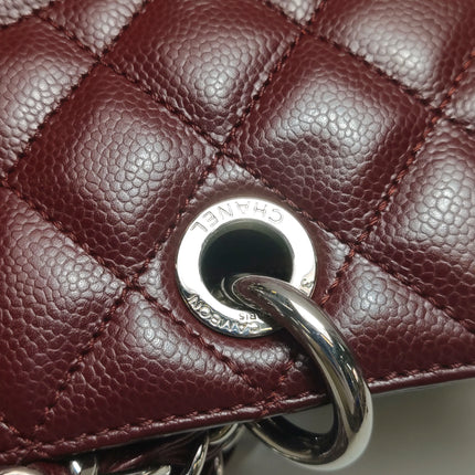 Chanel GST Grand Shopping Tote Burgundy Caviar Leather GM Silver Hardware