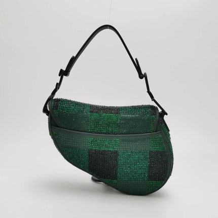 Sold Dior Saddle Mini 2019 Black and Green Beaded Shoulder Bag