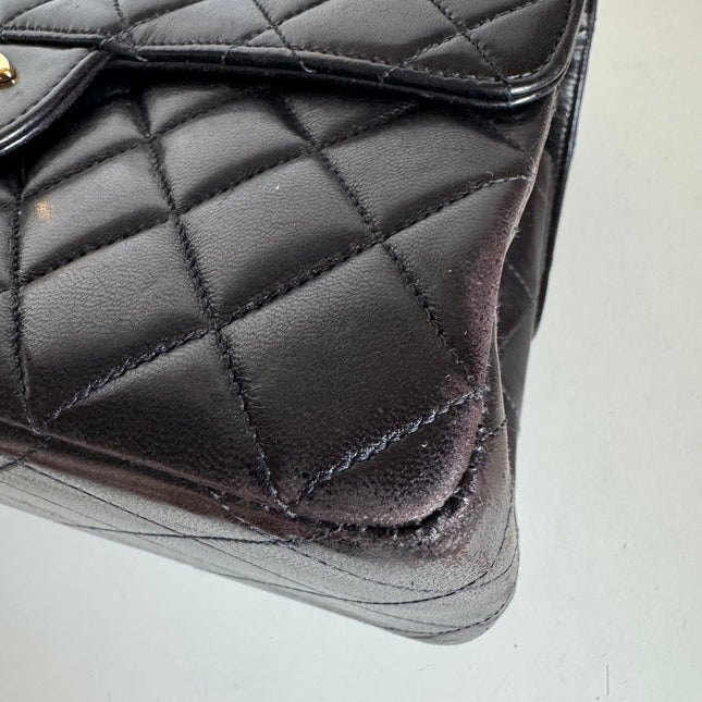 Chanel Double Sided Small Classic Flap Black Lambskin Leather 24k Gold Hardware, 1996-1997