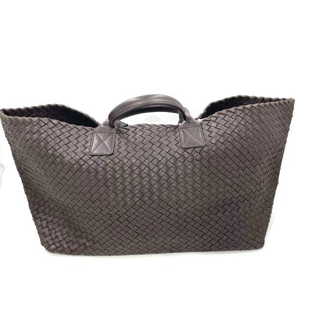 Bottega Veneta Cabat Tote Intreccio Leather Dark Chocolate Brown 40cm