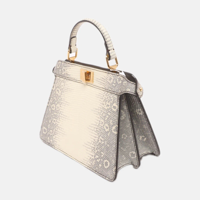 Sold Fendi Peekaboo ISeeU Petite White Lizard Leather Bag