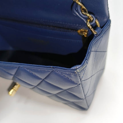 Chanel Classic Flap Rectangular Mini 2015 Navy Lambskin Gold Hardware