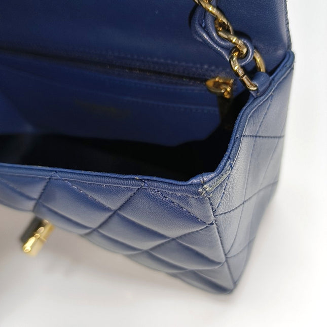 Chanel Classic Flap Rectangular Mini 2015 Navy Lambskin Gold Hardware