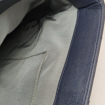 Chanel Large Single Flap Navy Calfskin Leather Cannage Stitch Silver Hardware 2012