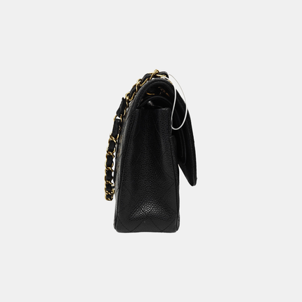 Chanel Classic Flap Medium Dark Navy Caviar Leather with 24k Gold Hardware, 2008