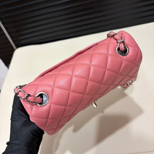 Chanel Classic Flap Mini 2013 Pink Lambskin Leather Silver Hardware