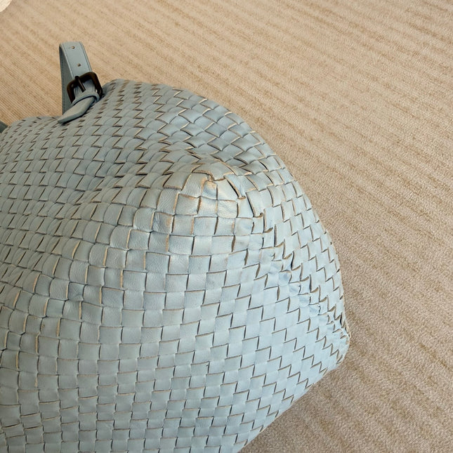Bottega Veneta Cesta Shopper Tote Intrecciato Blue Leather Medium 40cm