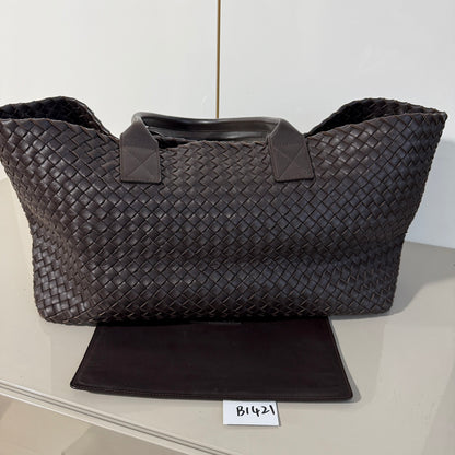 Bottega Veneta Cabat Tote Intreccio Leather Dark Chocolate Brown 40cm