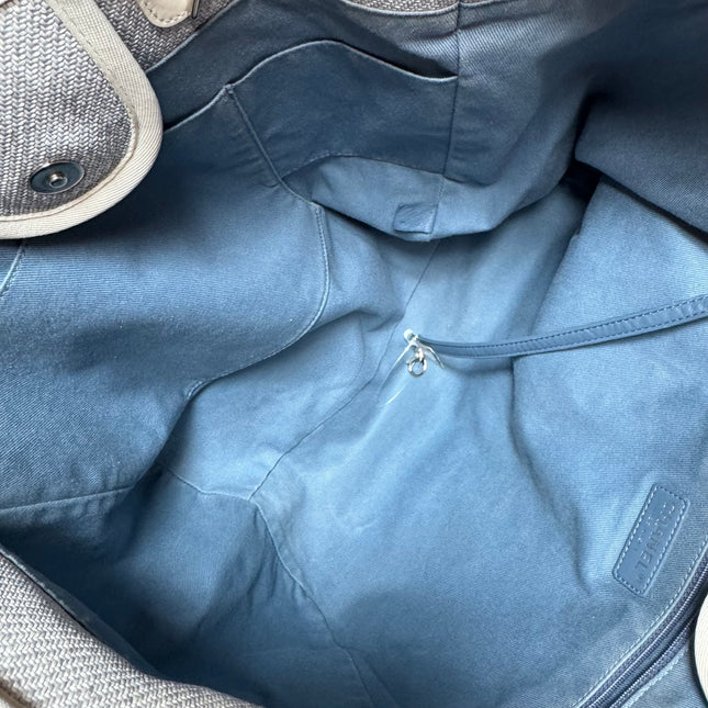 Chanel Deauville Tote Medium Light Blue Grey Denim Top Handle 2013-2014