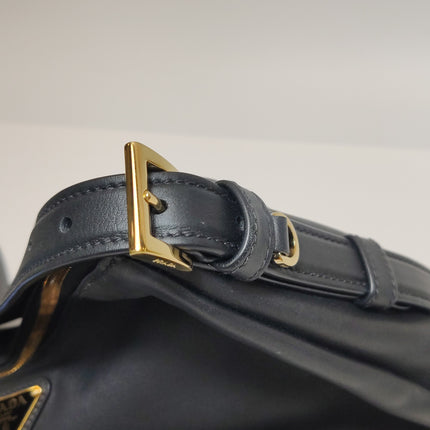 Prada Aimée Black Large Calfskin Leather Shoulder Bag