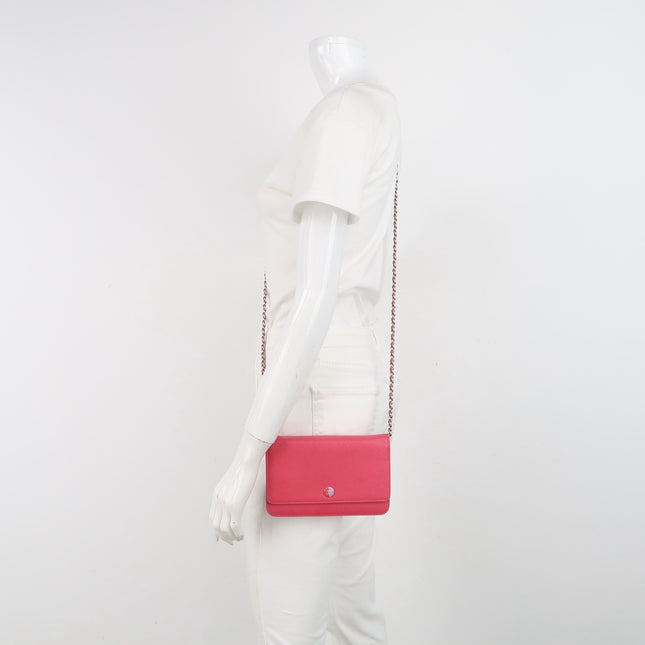 Chanel WOC Wallet on Chain Fuchsia Caviar Leather with Enamel Logo