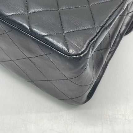 Chanel Jumbo Double Sided Classic Flap Black Lambskin Leather 24k Gold Hardware Handbag