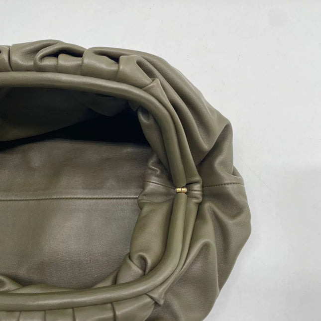 Bottega Veneta Pouch Calfskin Leather Dark Green Large