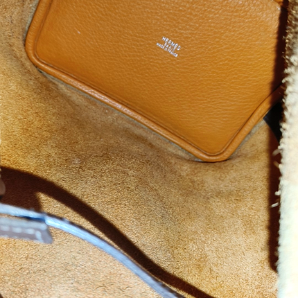 Hermes Picotin 18 Orange  Brown Strap Clemence Taurillon Leather 2003