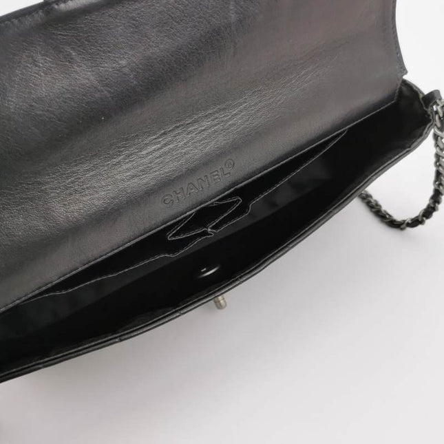 Chanel East West Chocolate Bar Black Leather Silver Hardware, 2000-2002