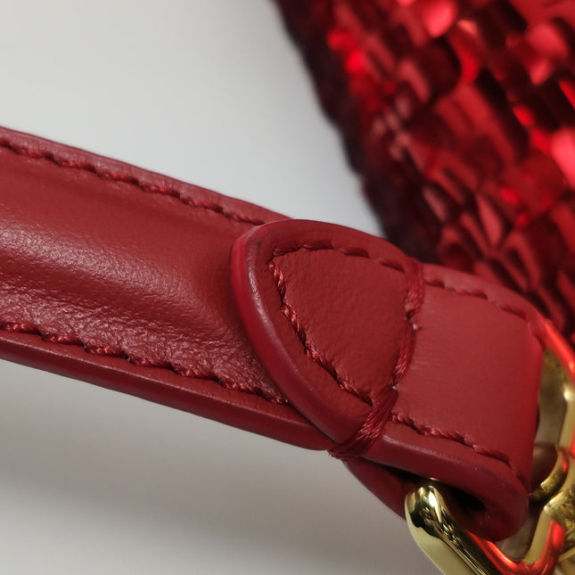 Fendi Baguette Medium Red Glitter Sequins Shoulder Bag