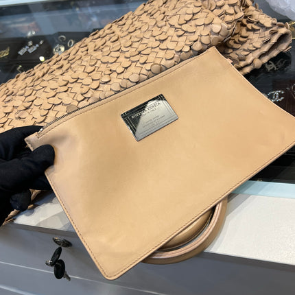 Bottega Veneta Cabat Limited Tan Poussin Paillettes Tote Beige