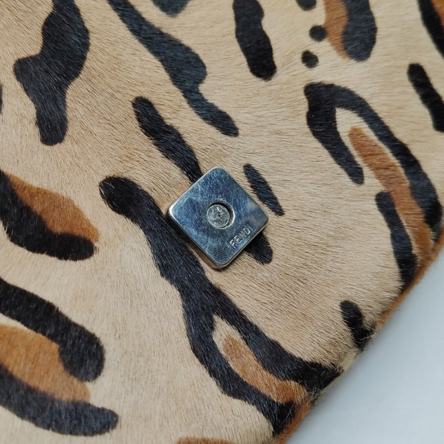 Fendi Baguette Pony hair in leopard print Brown