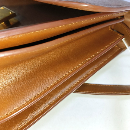 CELINE Classic Box Flap Caramel Brown Leather crossbody bag