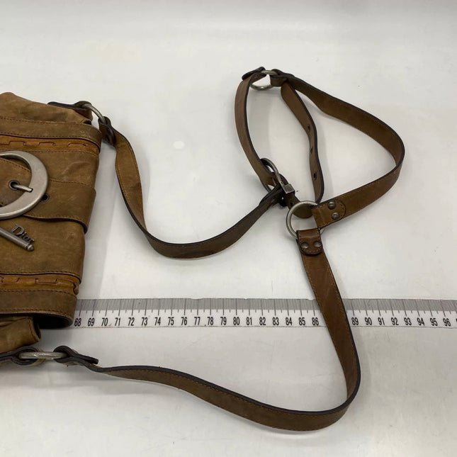 Dior Vintage Gaucho Mini Brown Leather Crossbody Bag 2006