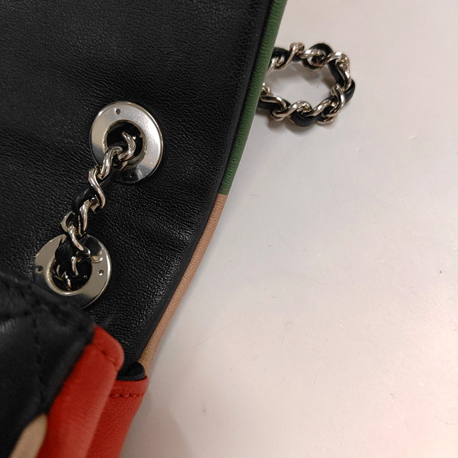 Chanel Timeless Classic Flap Lambskin Plexiglass Quilted Small Cuba Color Flap Black with Multicolor Trim