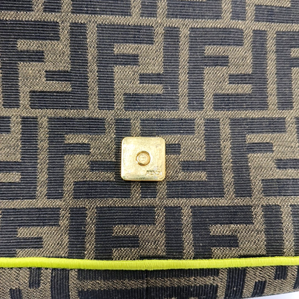 FENDI Baguette Zucca Monogram Canvas with Lime Neon Trimming Medium