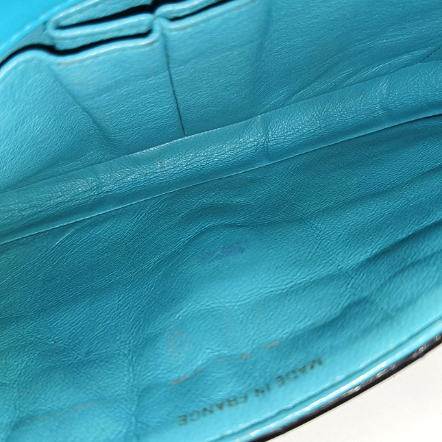 Chanel East West Chocolate Bar Black Leather Blue Interior