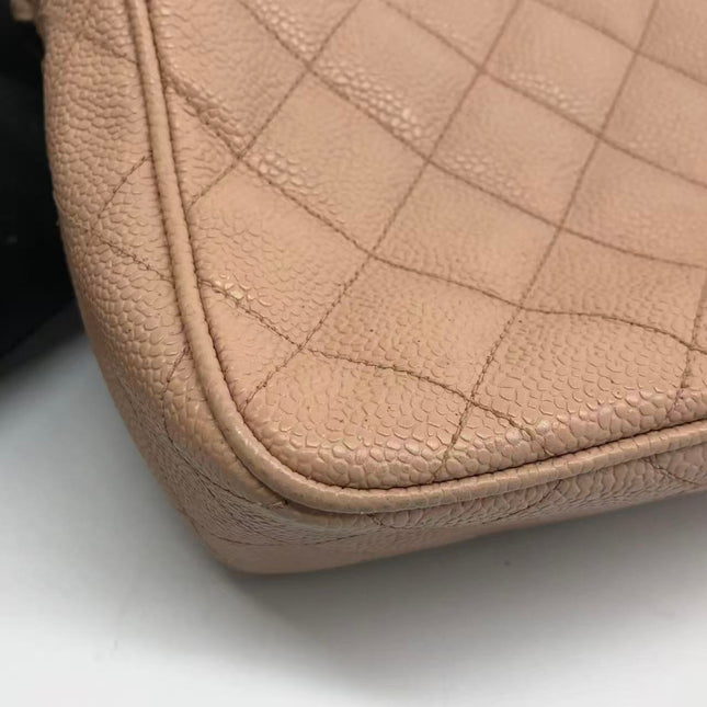Chanel Medium Camera Case Bag Beige Caviar Leather Gold Hardware